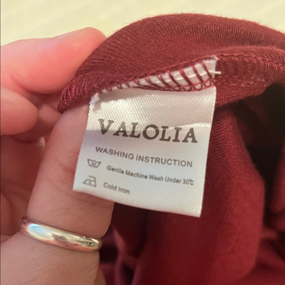 Valolia Maroon Burgundy Long Sleeve Top with Zipper Detail Off Centered - Picture 10 of 12